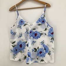 White & Blue Floral Cami Vest Top Size M L