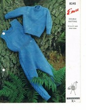 Vintage Baby Cat Suit & Jumper Knitting Pattern, 3 sizes, 19-21" , DK, A4  copy