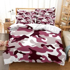 Camouflage Leopard Bedding Set 3Pcs Quilt Duvet Cover Dorm Single Double King
