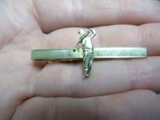 Vintage Stratton Tie Clip Gold Tone Decorative with Golfer Design