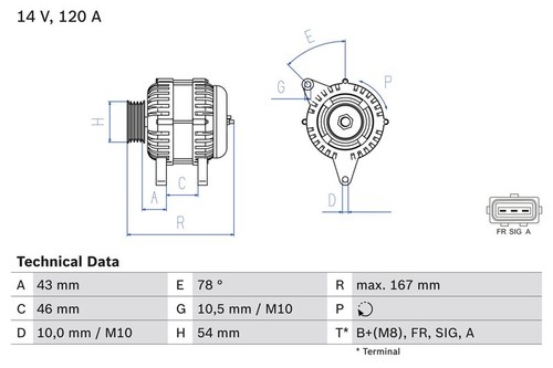 Alternator bosch 0986049171 - alternator,