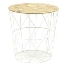 Basket Side Table - White