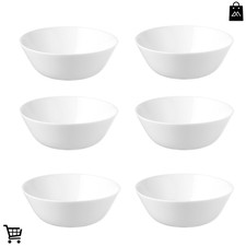 6x White Tempered Bowls 15cm – Soup Salad Serving Bowl Kitchen Dinner Set