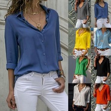 Casual Longsleeve Women's Shirt Solid Color Top for Various Occasions