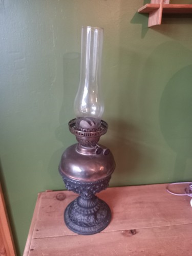 Vintage brass oil lamp - brass,