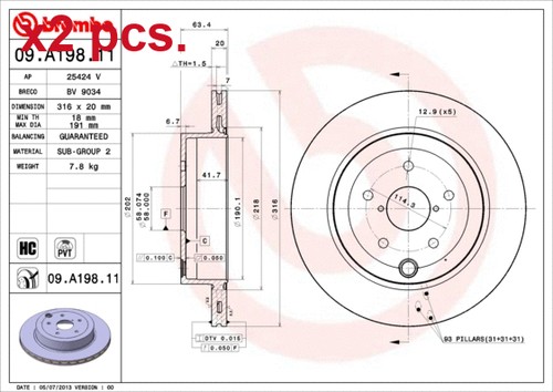 Pcs rear brake disc rotos - x2,