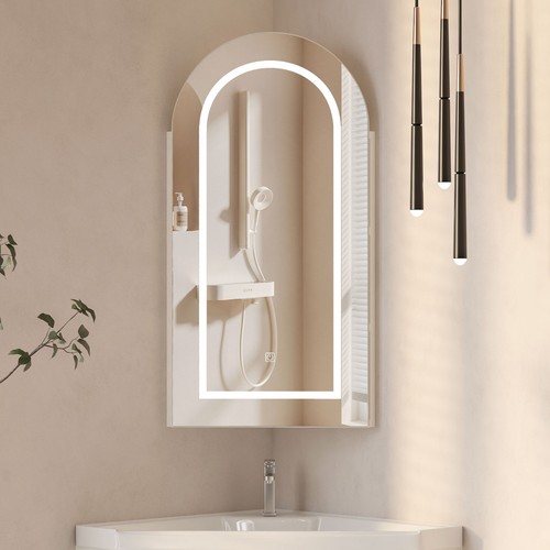 Led corner bathroom mirror - bathroom,