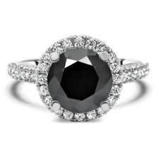 4Ct Round Cut Black Simulated