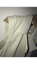 Autograph Longline Luxury Leather Jacket Waistcoat Sleeveless Gilet White UK 12