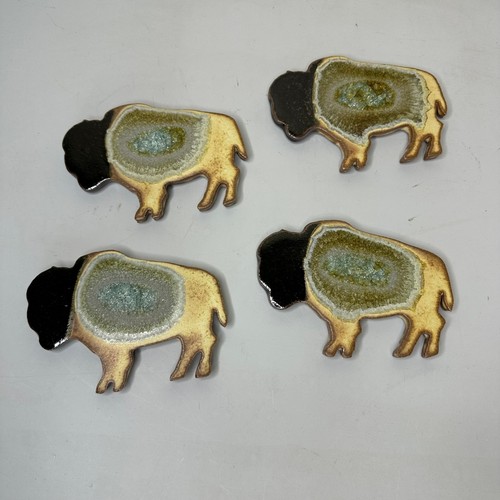 Dock pottery bison coasters - dock, 6