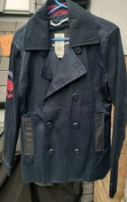 Superdry military double breasted mens jacket peacoat navy nautical medium new