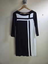 Wallis Monochrome Shift Dress UK 8 Black White Colour Block Mod 60s Retro