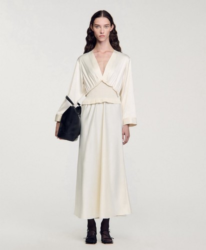 Nwt sandro cream - midi, dress