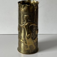 WW1 Trench Art Fluted Small Vase from a 1916 French 65mm by 167mm Brass Case