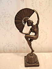 Bronze ART DECO Lady figurine - Fan dancer / Size 24cm High