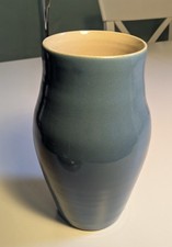 Vintage Blue Stoneware Buchan Portobello Scotland 8" Tall Vase 77/8 M3