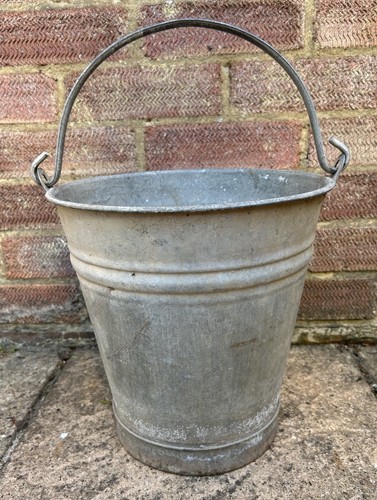 Vintage galvanised bucket old - galvanised,