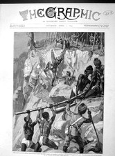 Original Old Antique Print 1893 Chin-Lushai Expedition Coolies Guns Mounta 19th