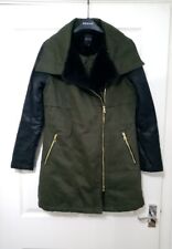 New Look Khaki And Black Longline Biker Style Jacket Size 8