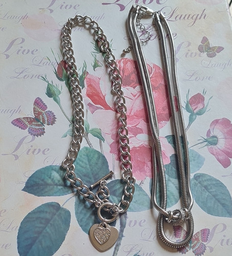 Silver tone curb necklace - curb,
