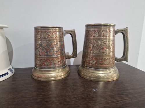 Vintage brass enamel work - enamel,