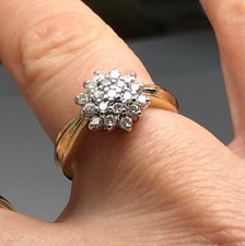 diamond cluster ring 9ct gold