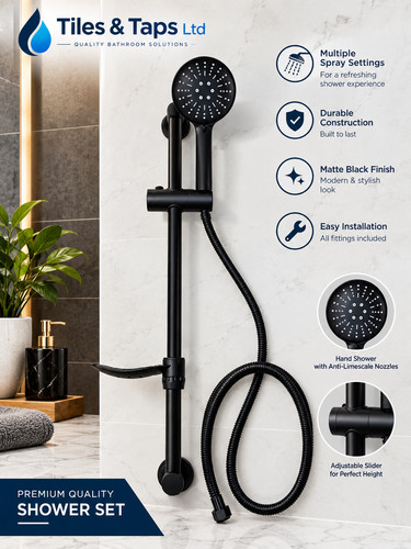 Matt black round shower - round,