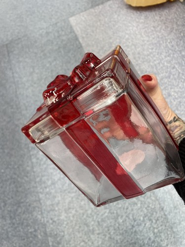 Viral red bow sweet jar - red, glass