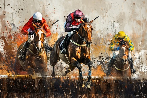 Horse racing colourful - horse,
