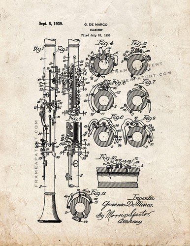 Clarinet patent print old - patent,