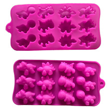 12 Dinosaurs 2 Pack Silicone Mould Chocolate Fondant Jelly Ice Cube Mold