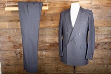 Vintage Herbie Frogg Double breasted  suit 40L 36W 35L grey striped wool
