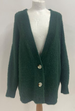 New Look Dark Bottle Green Soft Fluffy knit long Cosy Cardigan Size Small
