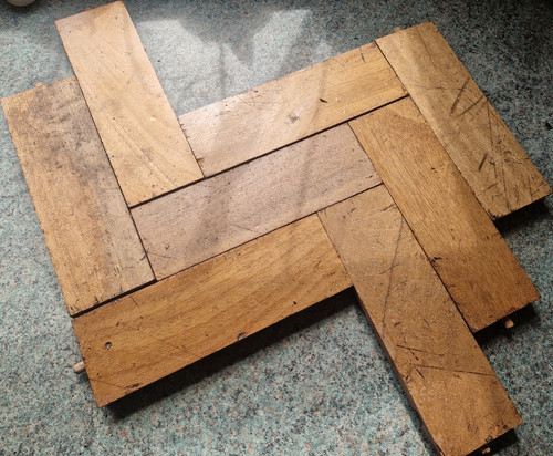 Reclaimed parquet flooring