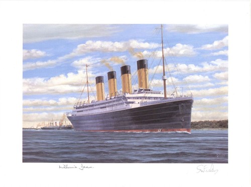 Titanic print signed - print, by