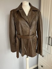 100% Leather Brown Zip Jacket