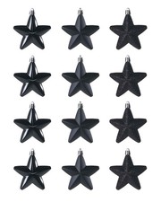 7cm Black Hanging Stars – Christmas Tree Decorations 12pc Set