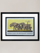 African Elephant Herd Vintage