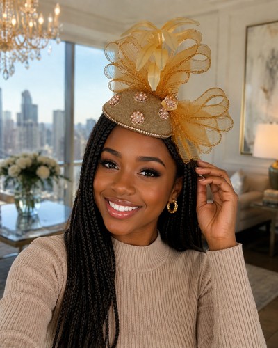 Luxury gold fascinator hat - fascinator,