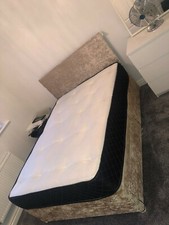 BRAND NEW crushed velvet beige double bed with mattress