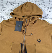 FRED PERRY Mens Dark Caramel Full Zip Hoodie SIZE XL BNWT Authentic J7536 S81