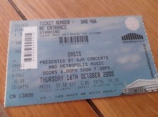 Oasis concert ticket stub Wembley 2008 tour Original