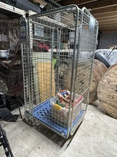 Heavy-Duty Roll Cage Trolley – 4-Sided with door Metal Storage Cage on Wheels