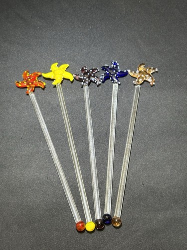 Vintage glass starfish swizzle - vintage,