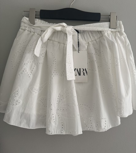 Zara white embroidered skort - embroidered,