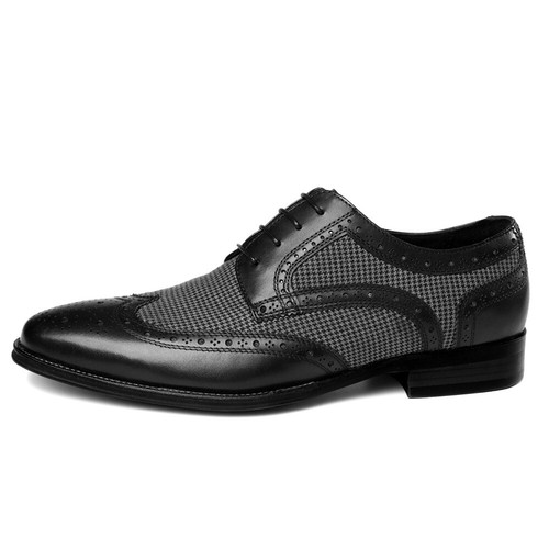 Men patchwork plaid brogue - patchwork,
