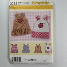 Simplicity 2235 Pinafore Heart Ruffle Flower Baby Girl Dress New Uncut Pattern