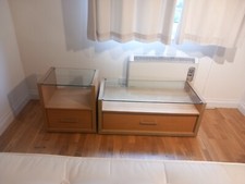 Matching glass top table and