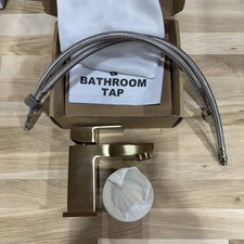 BATHWEST Basin Tap Monobloc Brass Bathroom Sink Tap with Sink Plug 492MGO (Gold)
