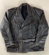 Vintage Distressed Leather Biker Jacket Motorcycle Jacket Size L - see size note